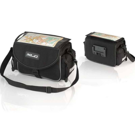 BOLSA DE MANILLAR CON PORTAMAPA 29x14x28 cm NEGRA-ANTRACITA 7 LITROS  XLC BA-S65  -SIN ADAPTADOR-