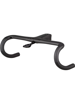 Manillar y potencia integrados de carbono Roval Alpinist Cockpit en acabado negro mate.