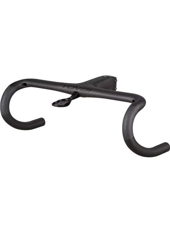 Manillar y potencia integrados de carbono Roval Alpinist Cockpit en acabado negro mate.
