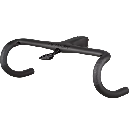Manillar y potencia integrados de carbono Roval Alpinist Cockpit en acabado negro mate.