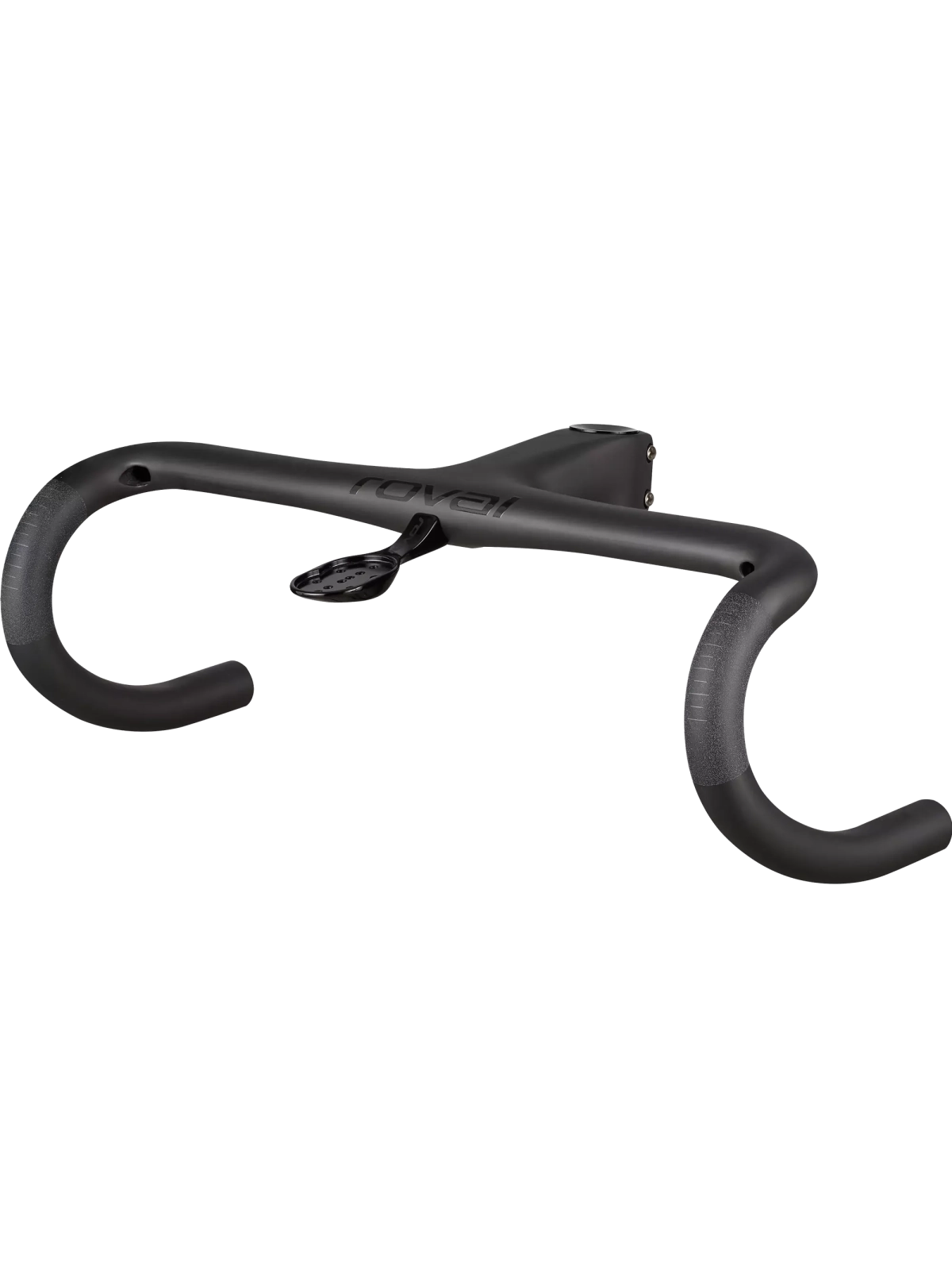 Manillar y potencia integrados de carbono Roval Alpinist Cockpit en acabado negro mate.