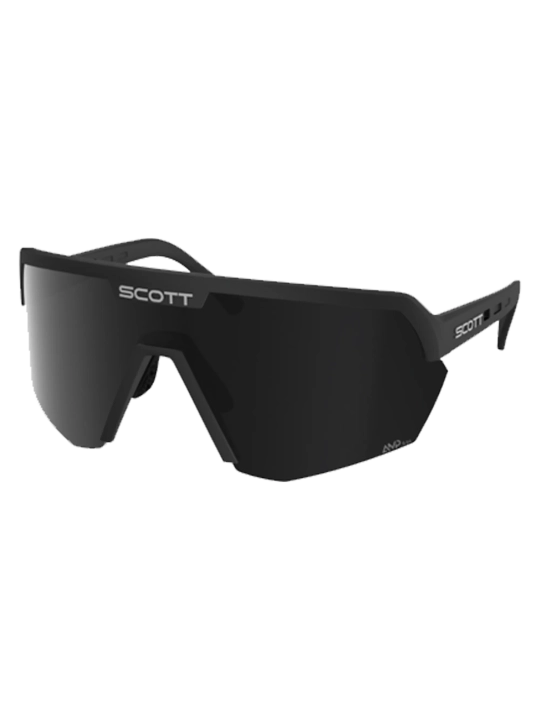 Gafas de sol Scott Sport Shield con lente cilíndrica extragrande y montura negra.