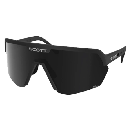 Gafas de sol Scott Sport Shield con lente cilíndrica extragrande y montura negra.