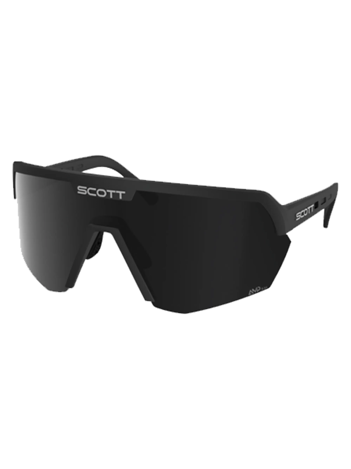 Gafas de sol Scott Sport Shield con lente cilíndrica extragrande y montura negra.