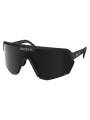 Gafas de sol Scott Sport Shield con lente cilíndrica extragrande y montura negra.