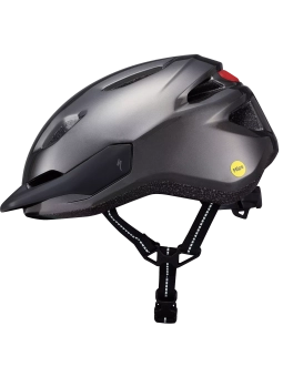 Casco infantil Specialized Shuffle con luz trasera LED encendida.