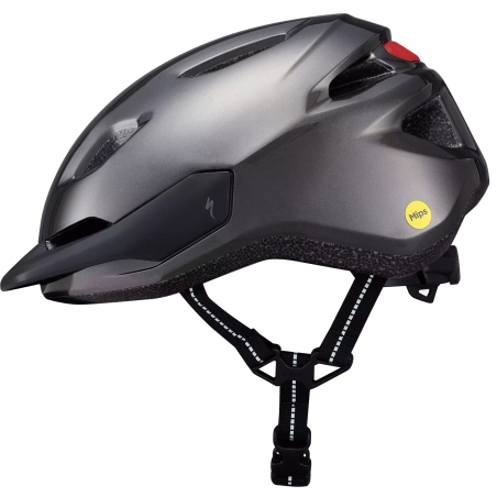 Casco infantil Specialized Shuffle con luz trasera LED encendida.
