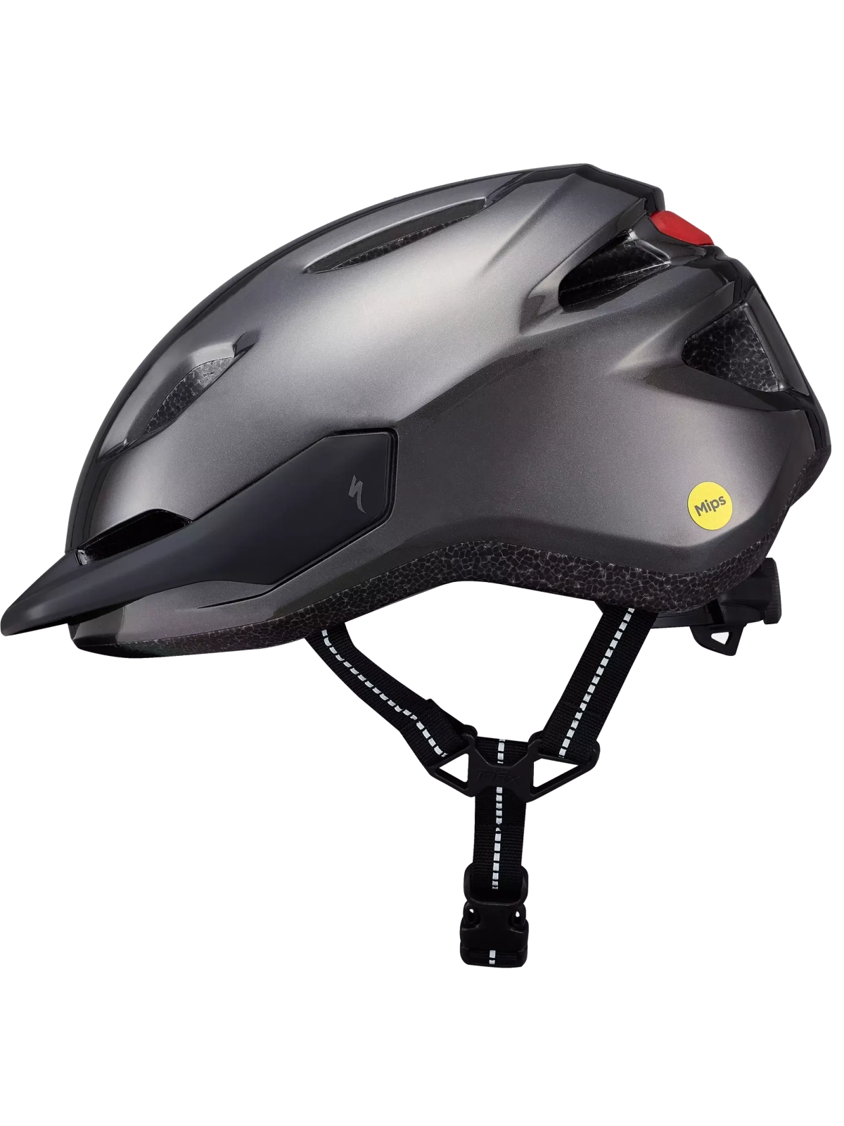 Casco infantil Specialized Shuffle con luz trasera LED encendida.