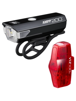 Set de luces CatEye AMPP200 delantero y ViZ100 trasero recargables USB